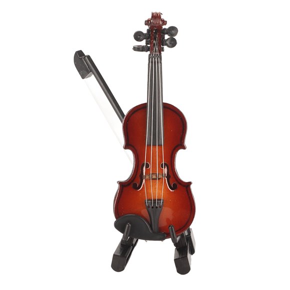 Mini instrumento musical de violín en miniatura de madera de 8cm para decoración del hogar y la Oficina regalo de cumpleaños