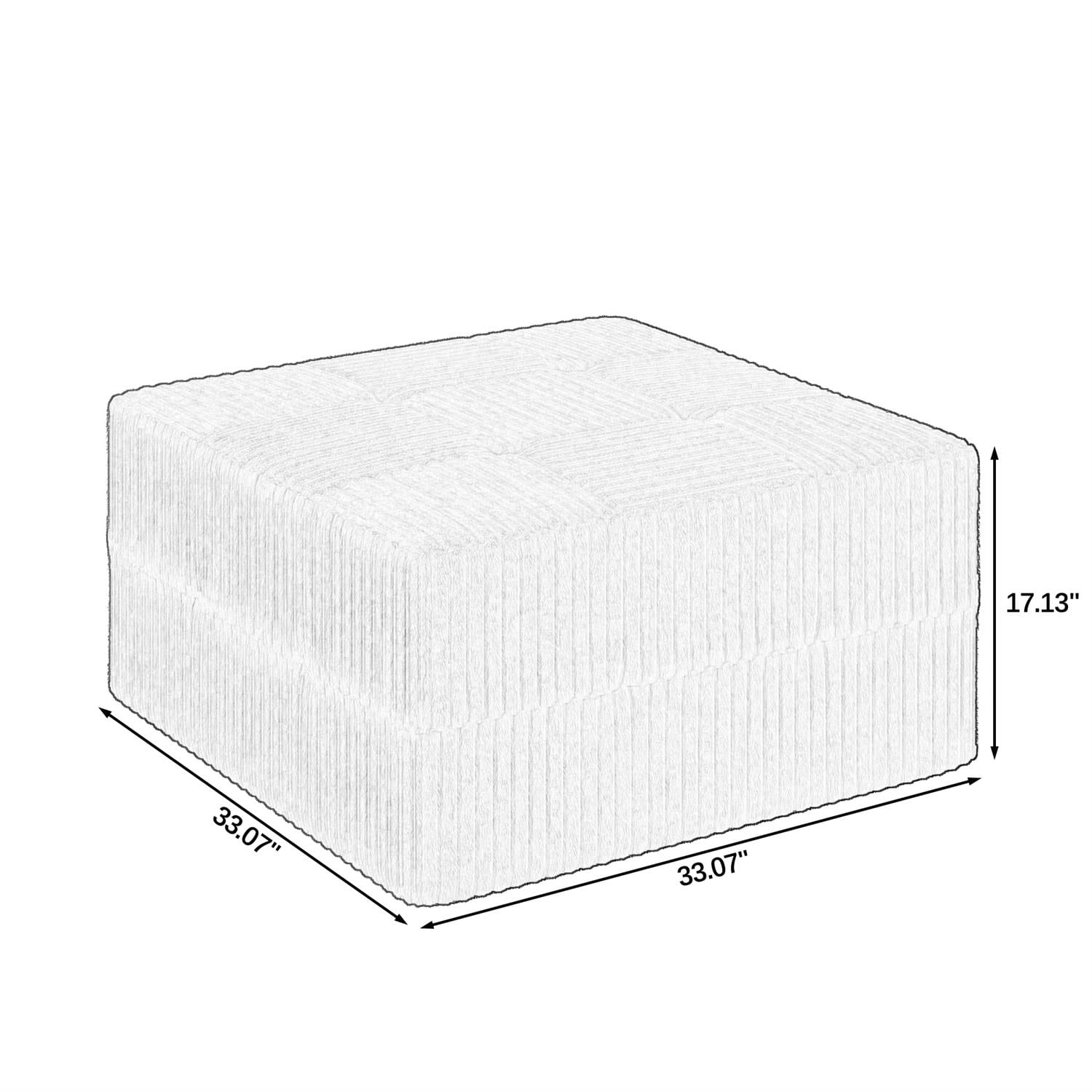 Demi Bonn 130" L-Shaped Modular Sectional Sofa, Modern Minimalist Style DIY Compressed Corduroy Couch for Living Room & Bedroom, Gray