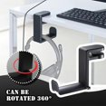 thumbnail image 2 of Soporte para auriculares con gancho lateral para escritorio, giratorio 360 grados, para guardar auriculares, 2 of 6