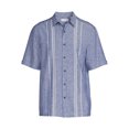 thumbnail image 5 of Cafe Luna Men’s Woven Linen Blend Printed Panels Short Sleeve Shirt, 5 of 5