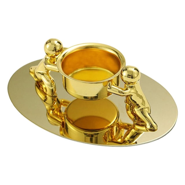 Portavelas cónico, candelabro, portavelas de pilar para velas de té, diseño artístico Oro