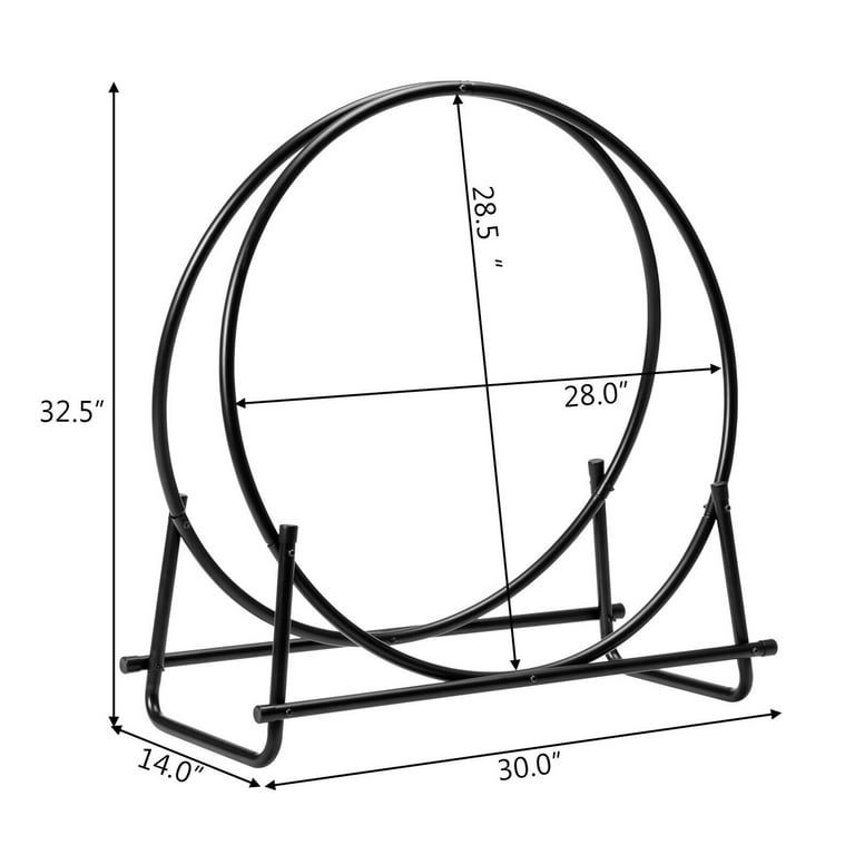 Gymax 30'' Tubular Steel Log Hoop Firewood Storage Rack Holder Round Display Gymax 30'' Tubular Steel Log Hoop Firewood Storage Rack Holder Round Display