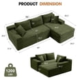 thumbnail image 2 of Aukfa 96" Cloud Sectional Sofa Deep Seat Boneless Couch Modular L-Shaped Couch, Right Chaise Corduroy Sofa for Living Room, Green, 2 of 9