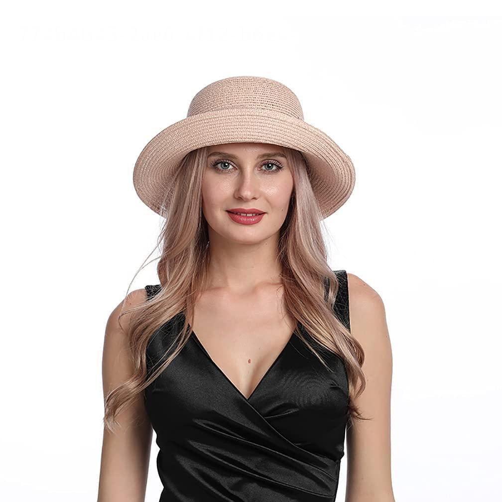 Sun Hat Women's Straw Sun Hat, Foldable Roll Up Summer UV Beach Sun