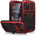 thumbnail image 2 of Compatible with iPhone 13 Pro Max Case Metal Phone Case Stand Built in Screen Protector Outdoor Sports Heavy Duty Protection Shockproof Cover (2021 6.7 lnch) Red, 2 of 16
