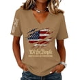 thumbnail image 2 of V Neck Shirts 4th of July for Women American Flag Graphic Tee Casual Color Block Short Sleeve Summer Tops, 2 of 4