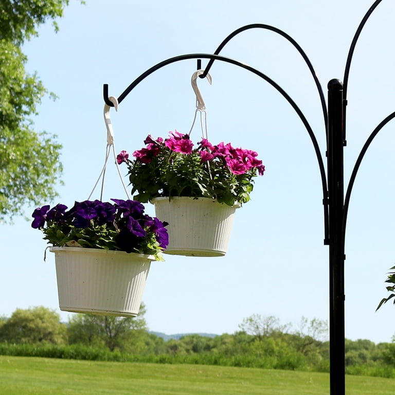 Sunnydaze Black Steel Hanging Basket Plant Stand with