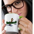 thumbnail image 2 of 3dRose, Funny Cute Sea Otter Canoeing in Green Canoe, 11oz Two-Tone Green Mug, 2 of 7