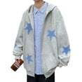 thumbnail image 3 of LMLYSoH Women Zip Hoodies Star Pattern Casual Long Sleeve Sweatshirt Jacket with Pocket for Autumn Streetwear, 3 of 5