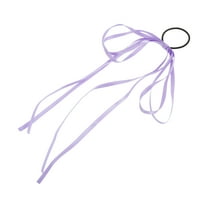 Unique Bargains 1 Pc Grace Solid Bow Long Ribbon Hair Elastic Band Purple