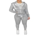 thumbnail image 1 of Women Hooded Tops Trousers Pocket Drawstring Elastic Waist Set, 1 of 7