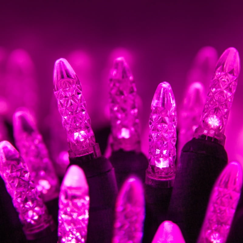 Wintergreen Lighting 70 Pink LED Christmas Tree Lights, 4" Spacing, 24