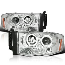 Spec-D Tuning LED Halo Projector Headlights Compatible with 2002-2005 Dodge Ram 1500, 2003-2005 Dodge Ram 2500 3500, Left   Right Pair Headlamps Assembly
