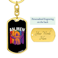 thumbnail image 3 of Ah Men Stainless Steel or 18k Gold Premium Swivel Dog Tag Keychain, 3 of 8