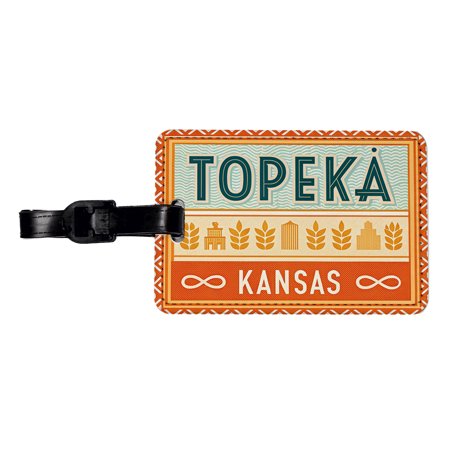 Topeka KS Kansas Travel Vacation Stamp Faux Leather Travel Luggage Tag