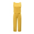 thumbnail image 2 of Likimi Two Piece Sets For Women Solid Color Sleeveless Crew Neck Vest With Pants Breathable Summer Outfit Set Yellow Size Xl, 2 of 8