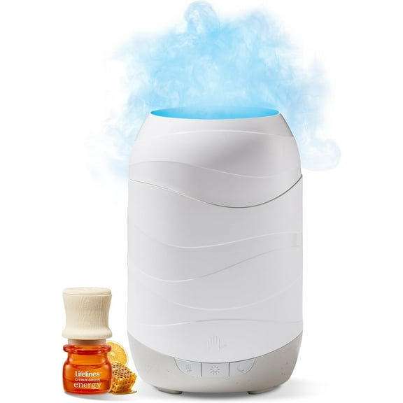 Lifelines Waves Ultrasonic Essential Oil Diffuser with Essential Oil Blend, with Cascading Mist, Colored Lights & Auto-Shut Off Features, 200 mL
