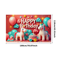 thumbnail image 3 of Colorful Unicorn Themed Happy Birthday Banner with Stars Clouds and Rainbow Background Party Decoration for Birthday Party Photography Props Backdrop Decorations, 3 of 8