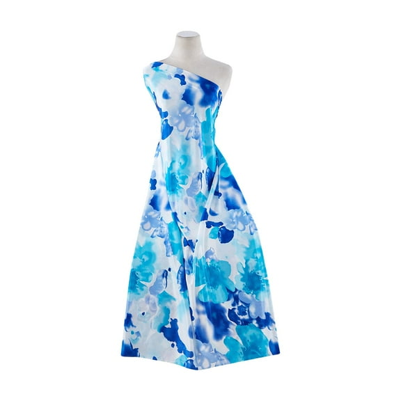 Zelouf Silky Knit Print , Sewing, DIY, Crafts Fabric by the Yard, 414 Turq/wht, 3 Yard