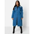 thumbnail image 3 of Rebdolls Women's Plus Distressed Midi Length Denim Jacket - Blue - Small, 3 of 5