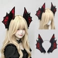 thumbnail image 5 of Hsqqdc Resin Black Red Dark Gothic Bat Wing Headband with Demon Fin Accents for Halloween, 1 Piece, 5 of 7