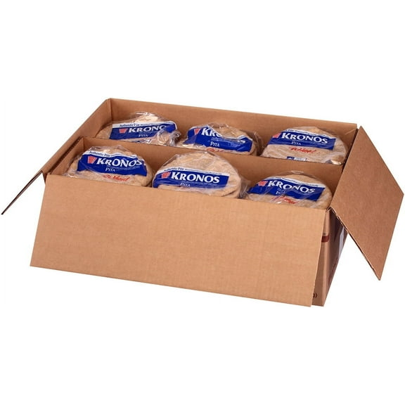 Kronos Frozen Whole Wheat Flat Authentic Pita Bread, 6 inch -- 120 per case.