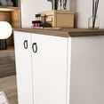 thumbnail image 4 of Nuanse Storage Cabinet with Doors, White Accent Cabinet, Modern Free Standing Cabinet, Sideboard with Metal Base for Bedroom, Living Room, Kitchen and Office White Walnut Finish, 4 of 7