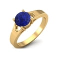 thumbnail image 2 of Mooneye 925 Sterling Silver Gold Vermeil 6mm Round Lapis Solitaire Women Valentines Day Gifts Ring, 2 of 4
