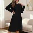 thumbnail image 2 of Hinvhai Women Fall Winter Fleece Dress Warm Long Sleeve Mini Dress Classic Solid Loose Outdoor Dress Black S(S), 2 of 7