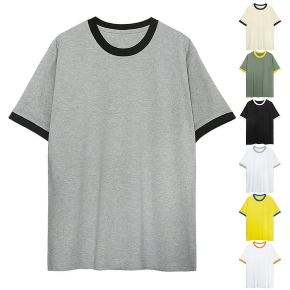 Xihbxyly Mens Tops Casual Athletic Shirt Tees Crew Neck Short Sleeve Classic Tshirts Mens Casual Shirts Solid Regular Fit Tops Casual Stylish Loose for Beach