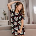 thumbnail image 3 of Balery PUG Camisón de manga corta con cuello redondo para mujer, cómodo y elegante., 3 of 6