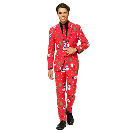 Red and Green Christmaster Men Adult Christmas Suit - Extra Large