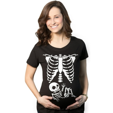 Maternity Skeleton Baby T Shirt Funny Cute Pregnancy Halloween Tee For Mothers