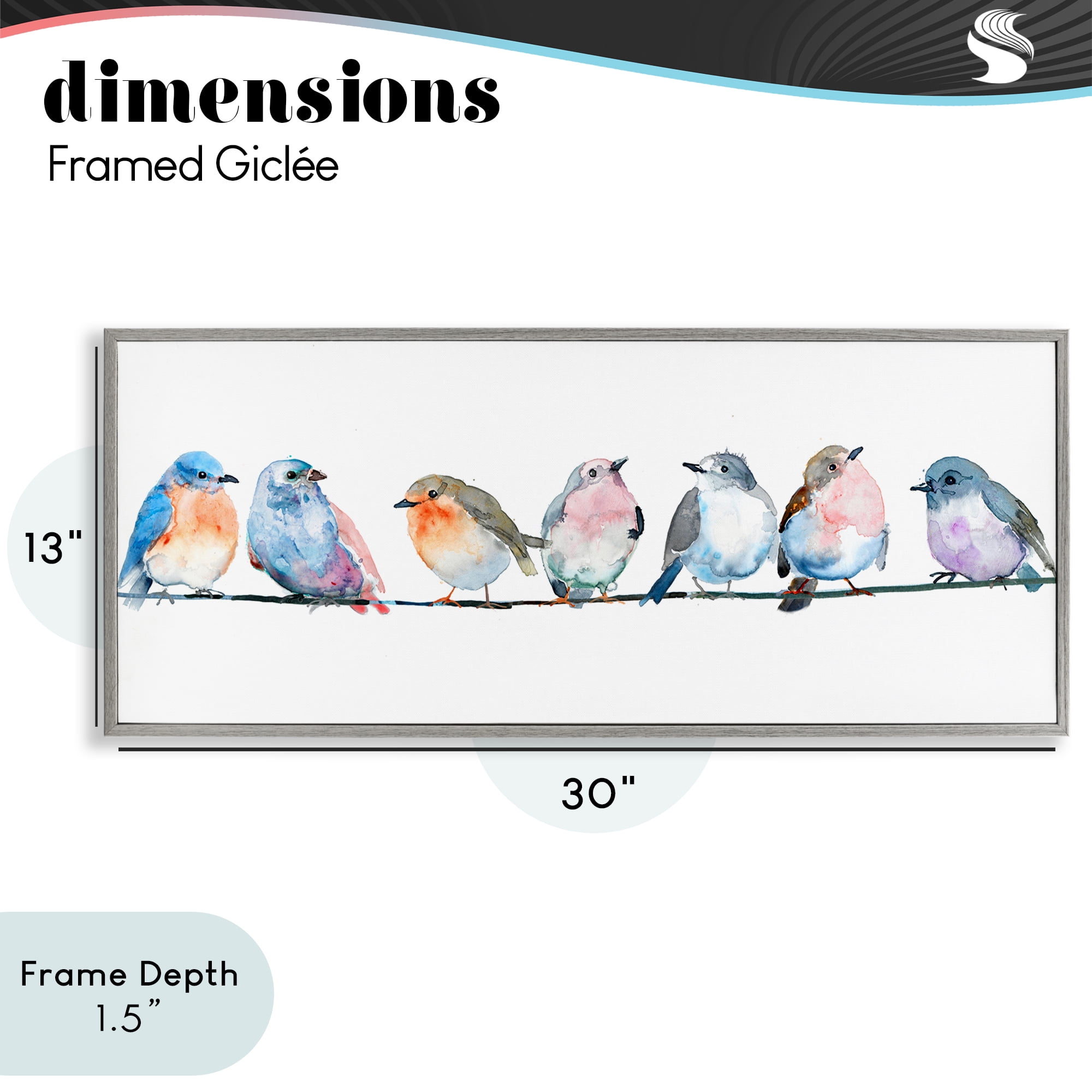 Stupell Industries Perching Pastel Birds Gray Framed Giclee Art, design by Lorenzo Collective