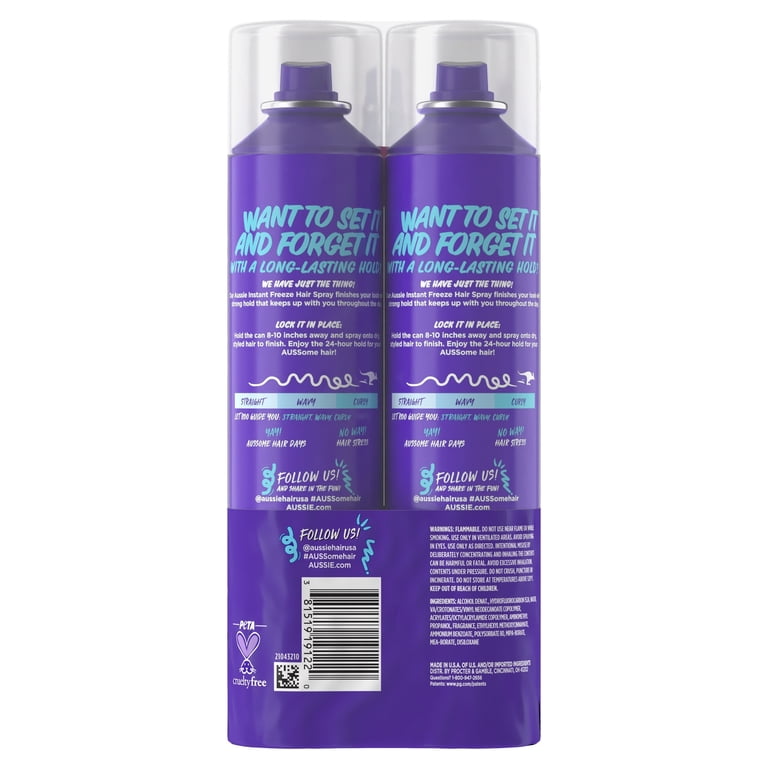 Aussie Instant Freeze Hair Spray Twin Pack for All Hair Types, 10