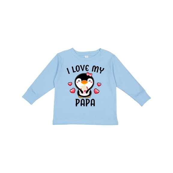 Inktastic I Love My Papa with Cute Penguin and Hearts Girls Long Sleeve Toddler T-Shirt