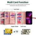 thumbnail image 2 of Compatible with iPhone 14 Pro Max Wallet Case,2 in 1 Detachable Magnetic Wallet Case with Card Holder,Zipper,Pocket Flip Cover with Wrist Strap,Card Slots for iPhone 14 Pro Max Rosegold, 2 of 14