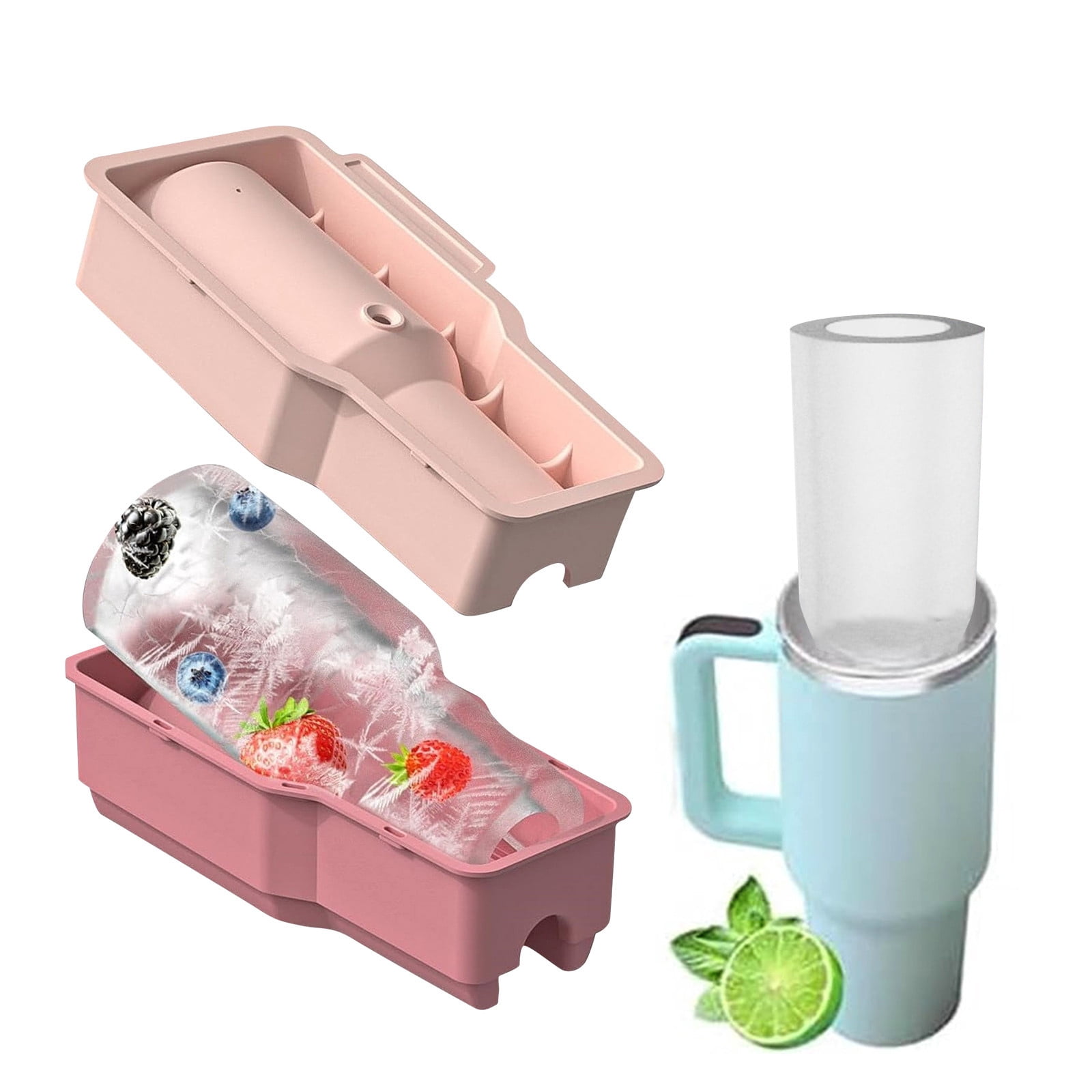 Ice Cube Tray For Tumbler Cup Silicone Ice Cube With Lid Hollow Silicone Cylinder Ice For Whiskey Cocktails Drinks Coffee Easy Fill And Release Ice Maker S High-quality