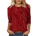 thumbnail image 2 of Neewe Womens 3/4 Sleeve Shirts Summer Crewneck T-Shirts Loose Basic Tops Comfy Fabric Tops for Women, 2 of 8