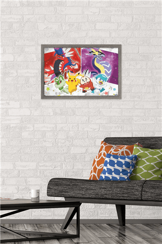 Pokémon - Group Sparkle Wall Poster, 14.725" x 22.375" Framed