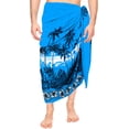thumbnail image 3 of HAPPY BAY Men's Pareo Swim Trunk Vacation Sarong Beach Wrap One Size Aqua, Floral Summer Vacation Aloha, 3 of 4