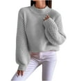 thumbnail image 2 of Lilgiuy Women Solid Color Casual Sweater Round Neck Warm Tight Pullover for Beach Hawaiian, 2 of 5
