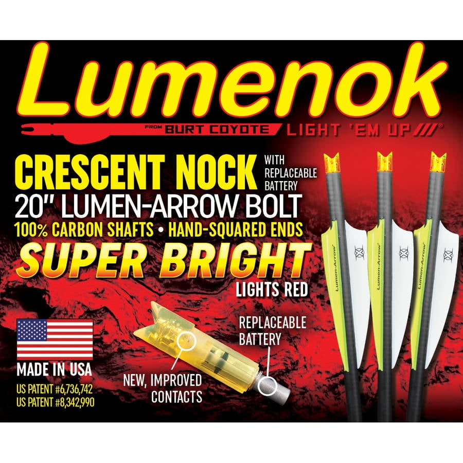 Burt Coyote Crossbow Bolt Lumenok Easton/Beman Carbon Flat Nock HD Orange 3 Pack 