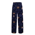 thumbnail image 4 of Domzest Mens Halloween Pajama Pants Pumpkin Ghost Bat Graphic Wide Leg Sleepwear Drawstring Elastic Waisted Funny Pj Bottoms Black XL, 4 of 5