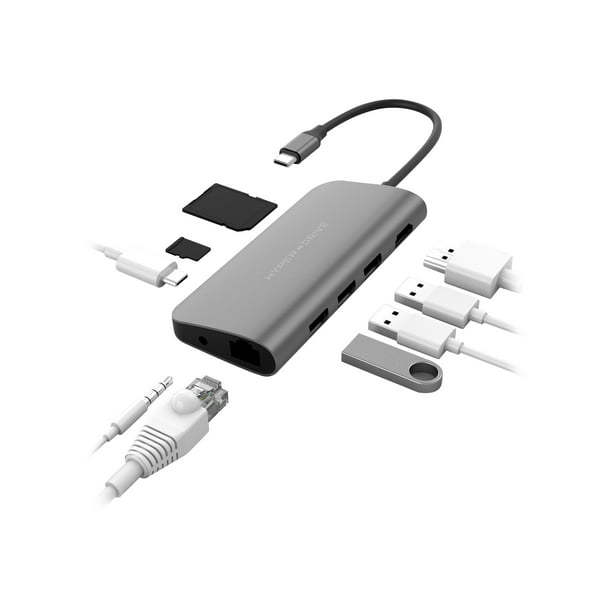 tøjlerne Ged velfærd HyperDrive POWER 9-in-1 USB-C Hub, HD30F-GRAY - Walmart.com