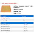 thumbnail image 2 of Air Filter - Compatible with 1997 - 2011 Ford Ranger 1998 1999 2000 2001 2002 2003 2004 2005 2006 2007 2008 2009 2010, 2 of 2