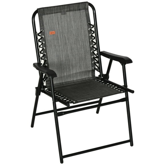 Outsunny Outdoor Folding Chair, Bungee Sling Foldable Chair, Grey
