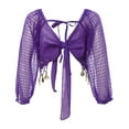 thumbnail image 2 of YONGHS Kids Girls Sequined Beaded Tassel Belly Dance Top 3/4 Sleeve Indian Princess Cosplay Costume Purple 2-12, 2 of 7