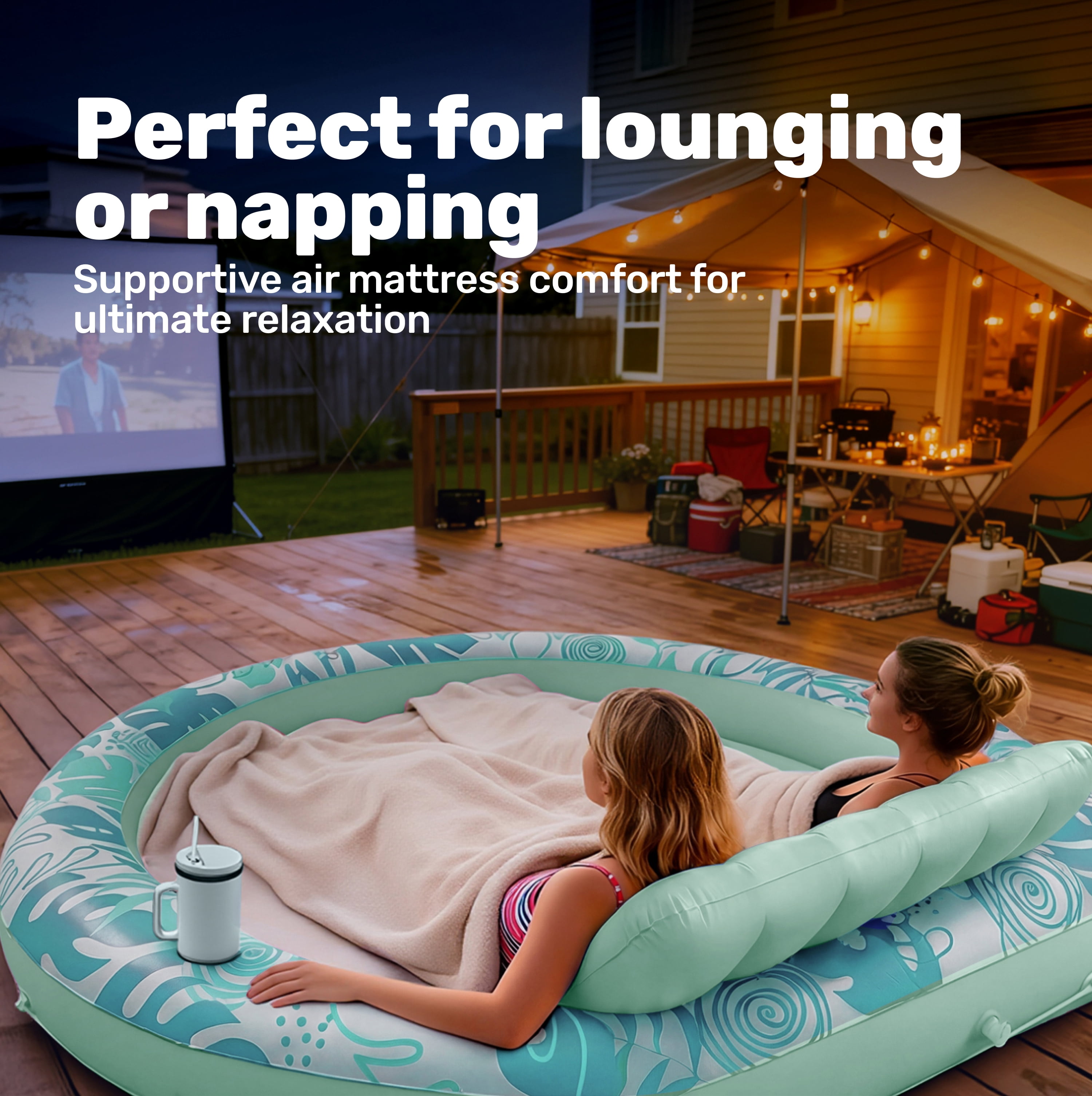 SLOOSH Round Fabric Tanning Pool (Cyan)