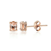 SILVERSPECK 18K Rose Gold over Sterling Silver Morganite 5x3 Oval Stud Earrings